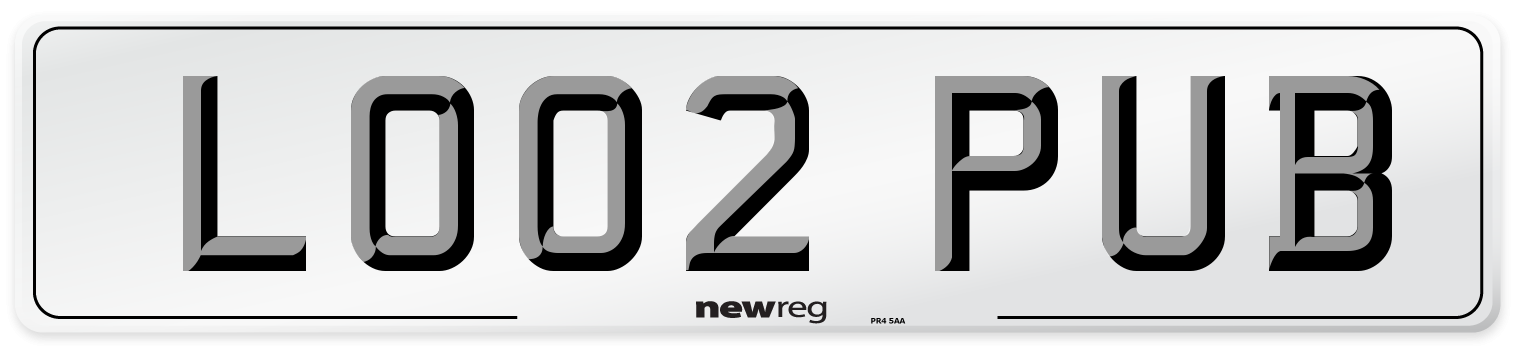 LO02 PUB Number Plate from New Reg